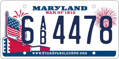 MD license plate 6AB4478