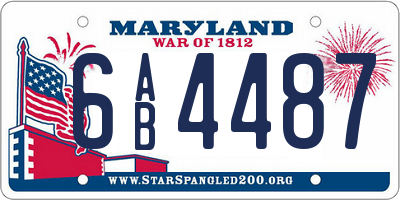 MD license plate 6AB4487