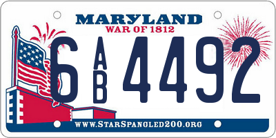 MD license plate 6AB4492