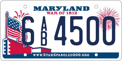 MD license plate 6AB4500