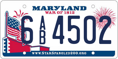 MD license plate 6AB4502
