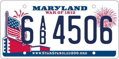 MD license plate 6AB4506