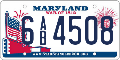 MD license plate 6AB4508