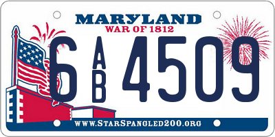 MD license plate 6AB4509