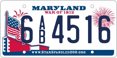 MD license plate 6AB4516