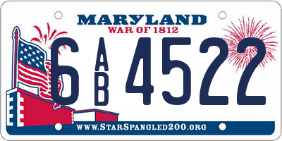 MD license plate 6AB4522