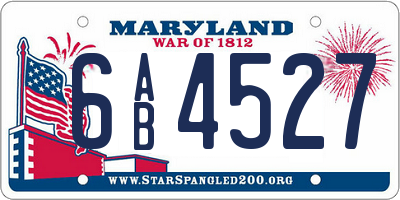 MD license plate 6AB4527