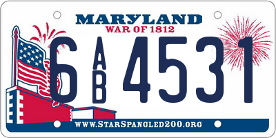 MD license plate 6AB4531