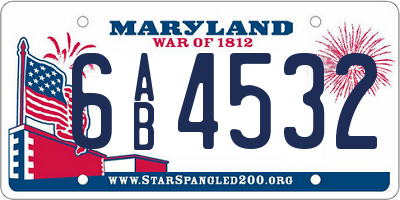 MD license plate 6AB4532