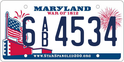 MD license plate 6AB4534