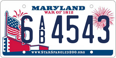 MD license plate 6AB4543