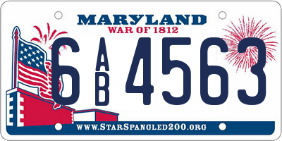 MD license plate 6AB4563