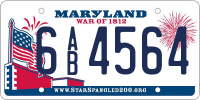 MD license plate 6AB4564