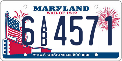MD license plate 6AB4571
