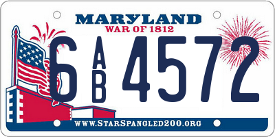 MD license plate 6AB4572