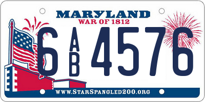 MD license plate 6AB4576