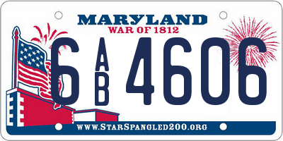MD license plate 6AB4606