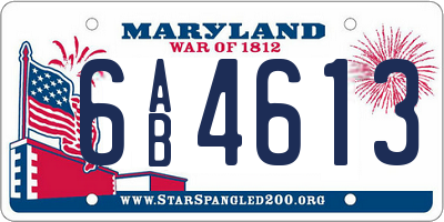 MD license plate 6AB4613