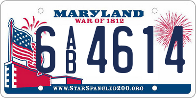 MD license plate 6AB4614
