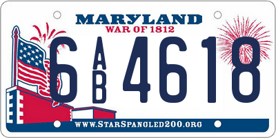 MD license plate 6AB4618