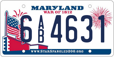 MD license plate 6AB4631