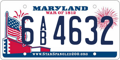 MD license plate 6AB4632