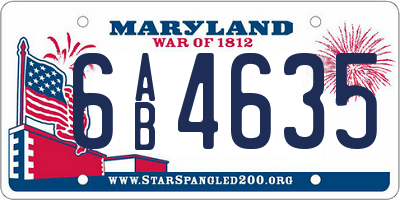 MD license plate 6AB4635