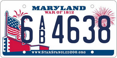MD license plate 6AB4638