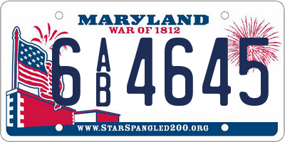 MD license plate 6AB4645