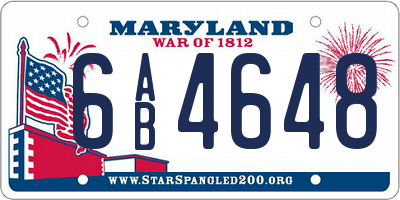 MD license plate 6AB4648