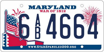 MD license plate 6AB4664