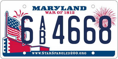 MD license plate 6AB4668