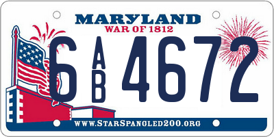MD license plate 6AB4672