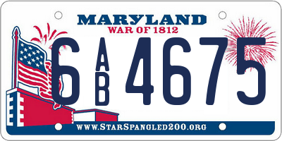MD license plate 6AB4675