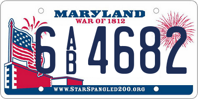 MD license plate 6AB4682