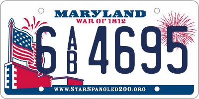 MD license plate 6AB4695