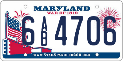 MD license plate 6AB4706