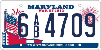 MD license plate 6AB4709