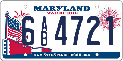MD license plate 6AB4721