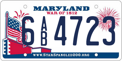 MD license plate 6AB4723