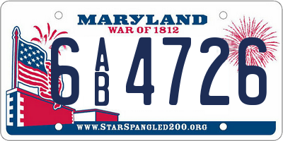 MD license plate 6AB4726
