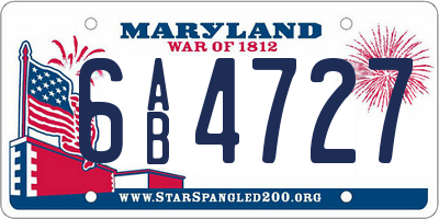 MD license plate 6AB4727