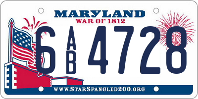 MD license plate 6AB4728