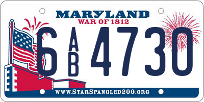 MD license plate 6AB4730