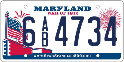 MD license plate 6AB4734