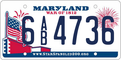 MD license plate 6AB4736