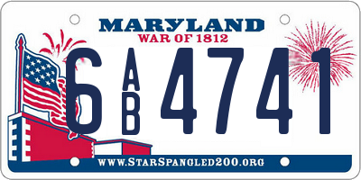 MD license plate 6AB4741