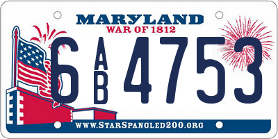 MD license plate 6AB4753