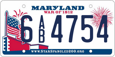 MD license plate 6AB4754