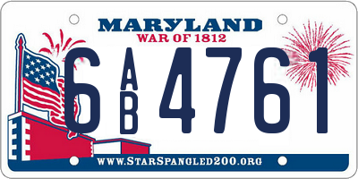 MD license plate 6AB4761